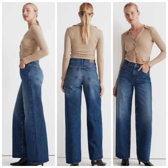 Madewell Superwide-Leg Jeans High Rise Rigid Denim Size 27 J1746 - Picture 8 of 9